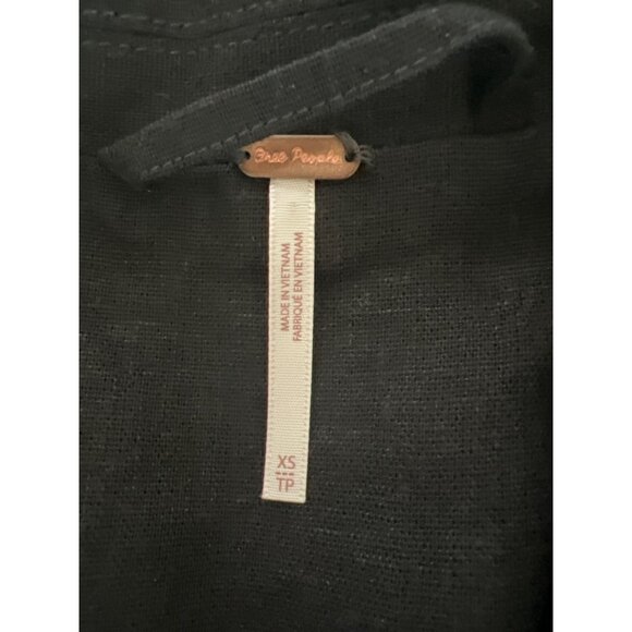 Free People Black Linen Blend Belted Blazer With Flare Sleeves - Picture 7 of 9